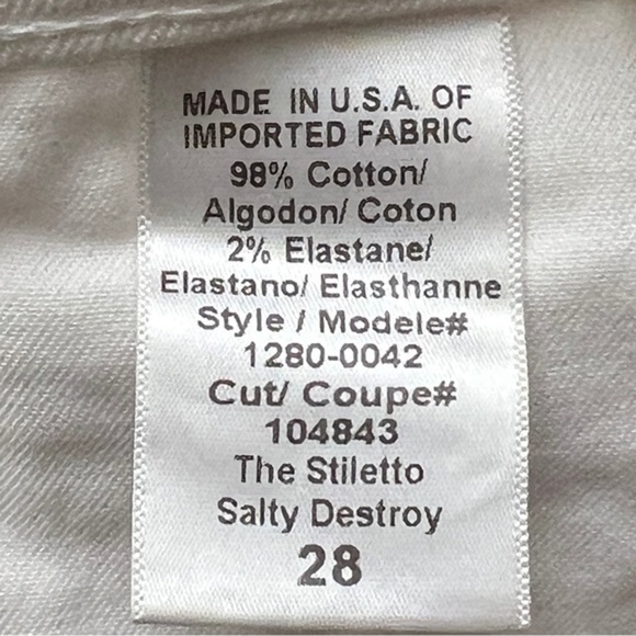 Current Elliott The Stiletto Distressed White Skinny Jeans - Picture 7 of 7